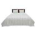 thumbnail image 1 of Ticking Stripe Ivory and Brown Cotton Queen Quilt Set, 1 of 7