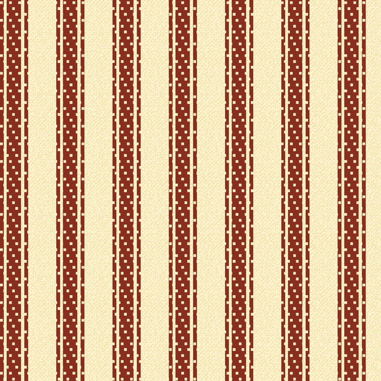 Ticking Stripe Red Cotton Fabric, Sold by the Yard