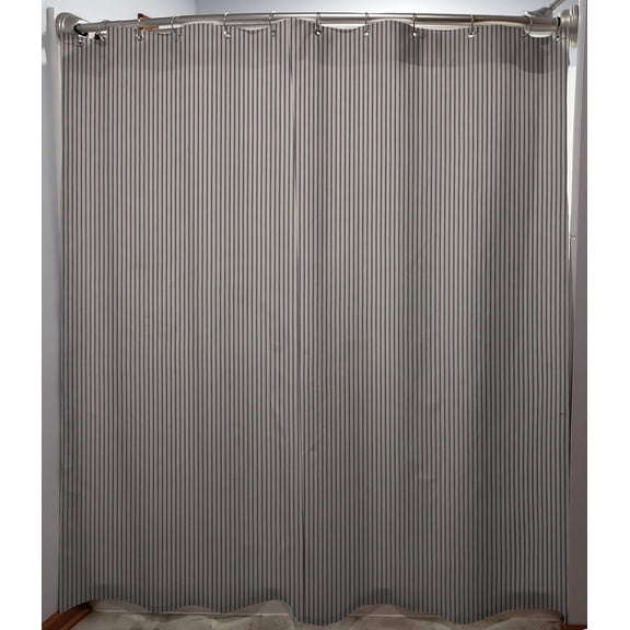 Ticking Stripe Shower Curtain by Penny's Needful Things (Blue)