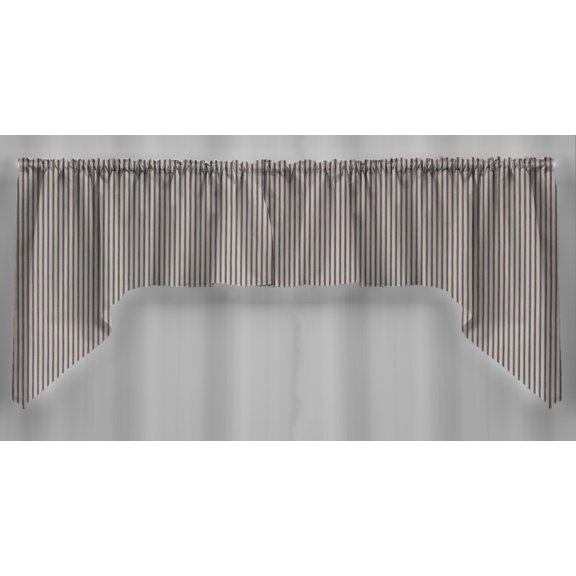 Ticking Stripe Swag Panels by Penny's Needful Things (Set of 2) 24 Inch Long Swag Panels UNLINED (Blue)