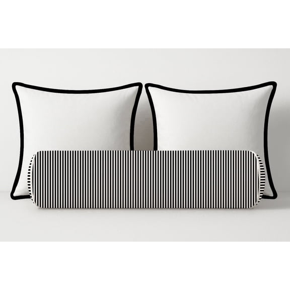 Ticking Stripe Velvet Bolster Pillow Cover