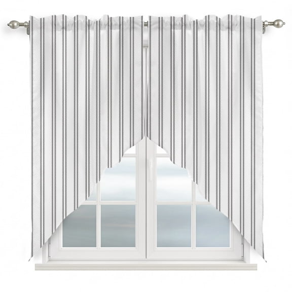 Ticking Stripes Swag Valances for Windows 2 Pack Farmhouse Vertical Lines Grey White Swag Kitchen Curtains 36 Inches Long Rod Pocket Short Window Treatment for Kitchen Bathroom 36"x36"