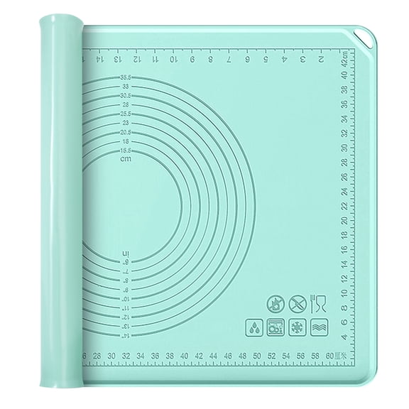 TICKJOY Silicone Baking Mat, Extra Thick Dough Rolling Mat with Measurements & Raised Edge, Pastry Mat for Pizza, Pie, Macarons & Bread Dough (Green, 28" × 20")