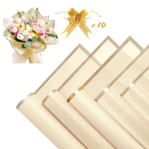 Tickjoy 20 Sheets Yellow Flower Wrapping Paper with 10 Ribbons, 22.8 ...