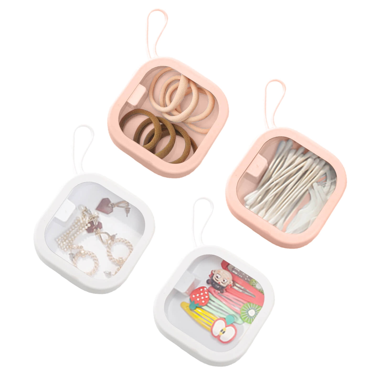 Tickjoy 4pcs Hair Tie Organizer, Hair Tie Holder Clip Organizer for Kid