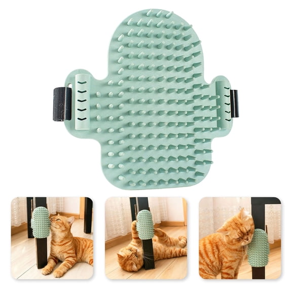 Tickle Comb Cat Self Wall Corner Practical Cat Hair Comb Dog Bathing Brush Cat Wall Scratcher Pet Massaging Combs Toys Pet Supply Massage Cat Scratching Post Rubber, Mint Green