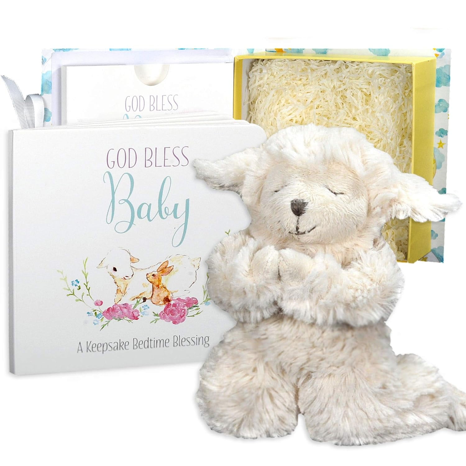 Tickle & Main, Baby Gift Set with Praying Musical Lamb and Prayer Book in Keepsake Box for Boys and Girls