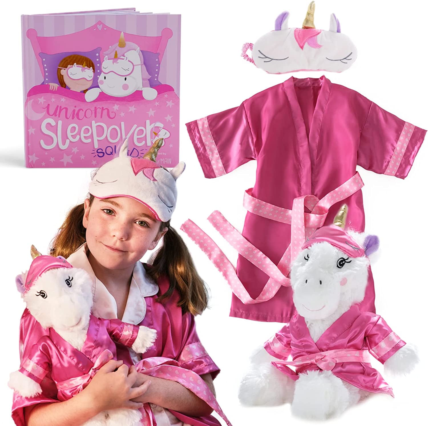 Tickle & Main Unicorn Gifts for Girls Sleepover Set of 4, Includes Unicorns Storybook, Plush