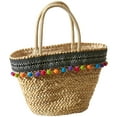 thumbnail image 1 of Tickled Pink Ava Pom Pom Straw Bag, 1 of 3