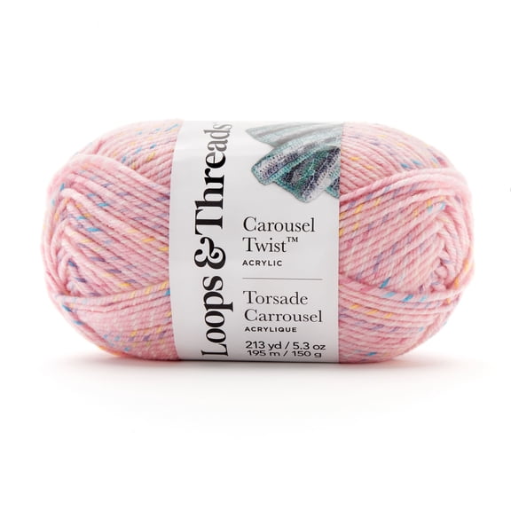 Loops & Threads Tickled Pink Carousel Twist Yarn - Bulky Weight Yarn for Knitting, Crochet, Weaving, Arts & Crafts, 15 Pack