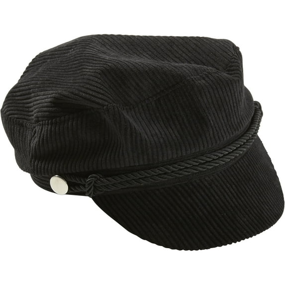 Tickled Pink Women's Black Corduroy Newsboy Cap