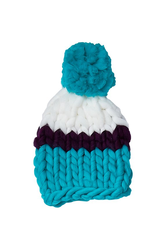 Tickled Pink Women's Blue & Purple Chunky Knit Hat