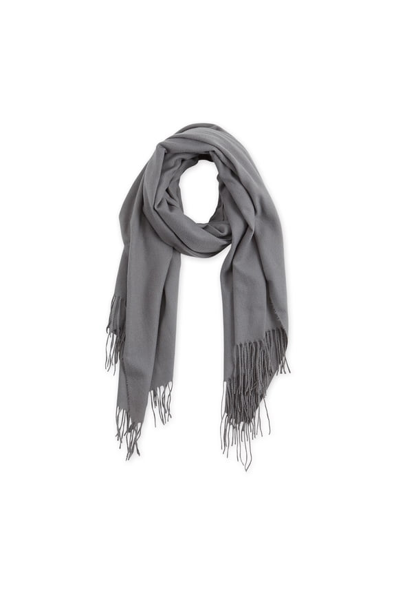 Women's Solid Fringe Scarf - Gray 76x28.5