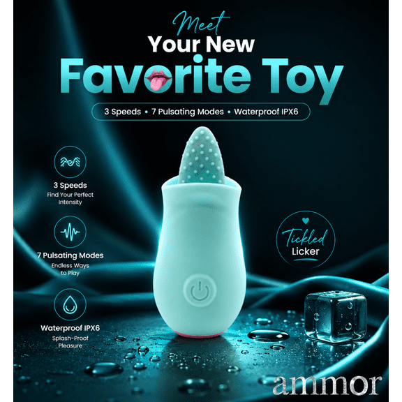Tickled Turquoise Licking Vibrator