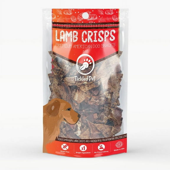 TickledPet Lamb Lung Dog Treats - Natural Slow Roasted Lamb Crisps Made in USA, 8 oz