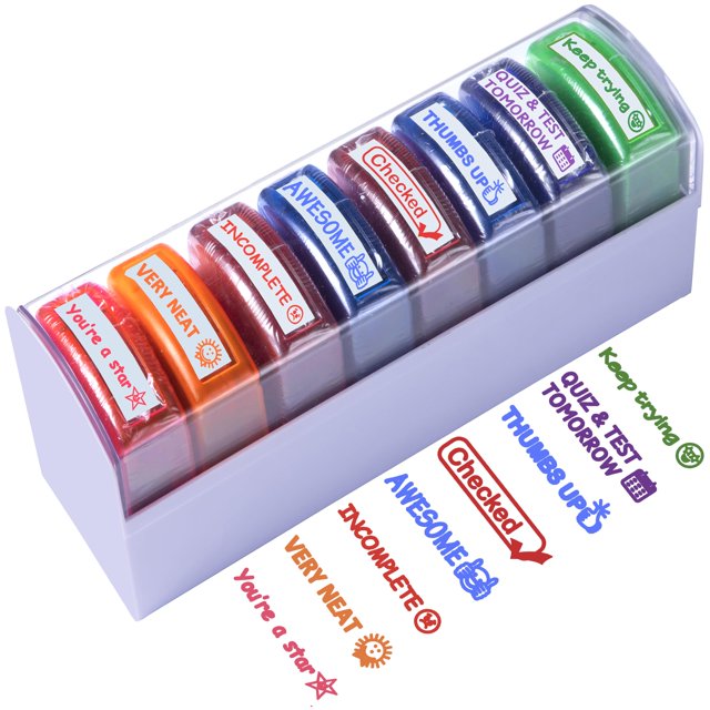 Tickselect Teacher Stamps for Classroom Grading 8PCS Self Inking