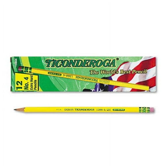 Ticonderoga-1PK Pencils, 2H (#4), Black Lead, Yellow Barrel, Dozen