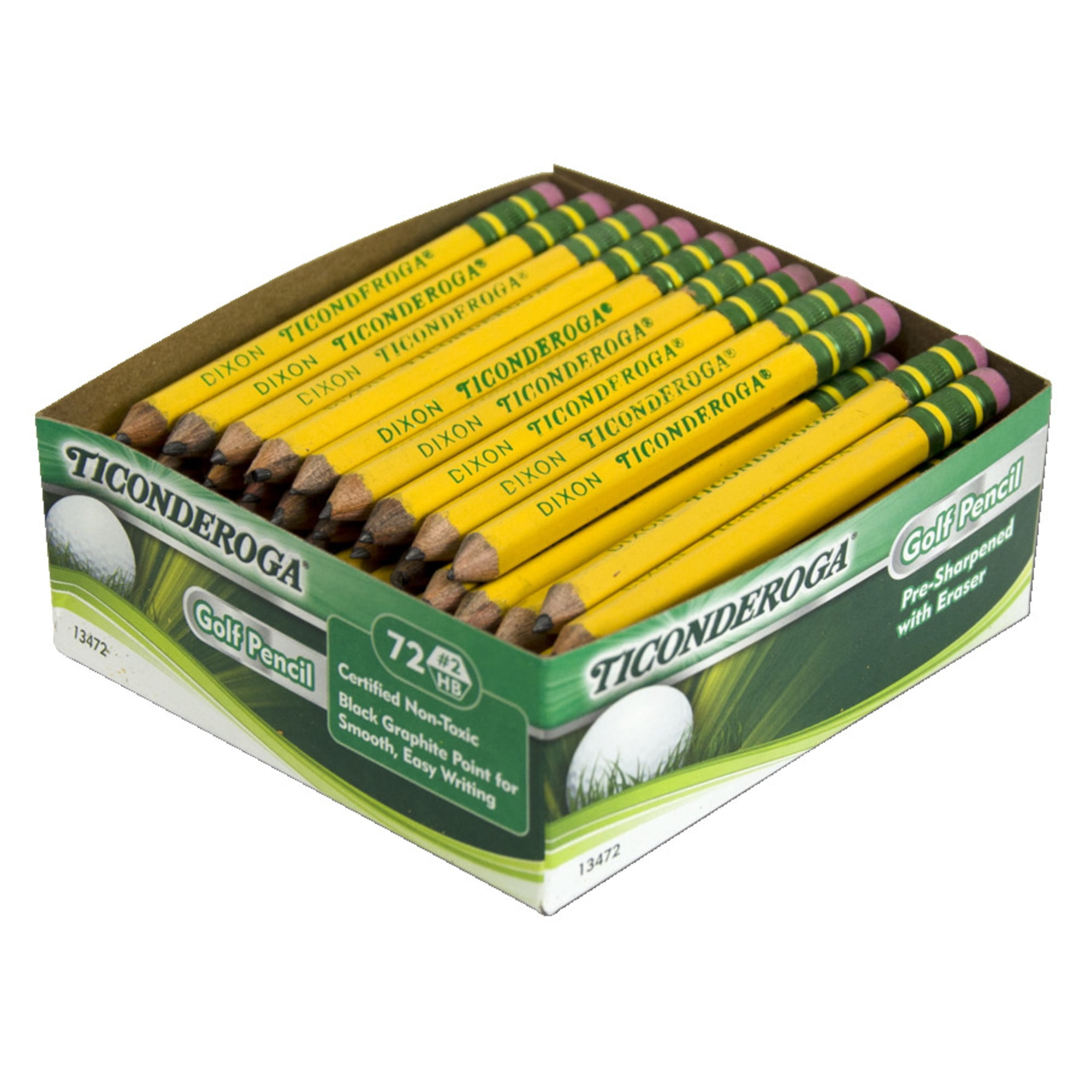 Ticonderoga Golf Pencils with Eraser, Box of 72