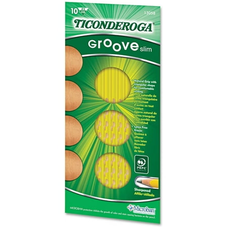 Ticonderoga Groove Pencils Yellow #2 10/Pack 13058