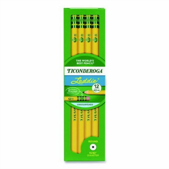 Ticonderoga Laddie Woodcase Pencil with Microban, HB (#2), Black Lead, Yellow Barrel, 12/Pack | Bundle of 2