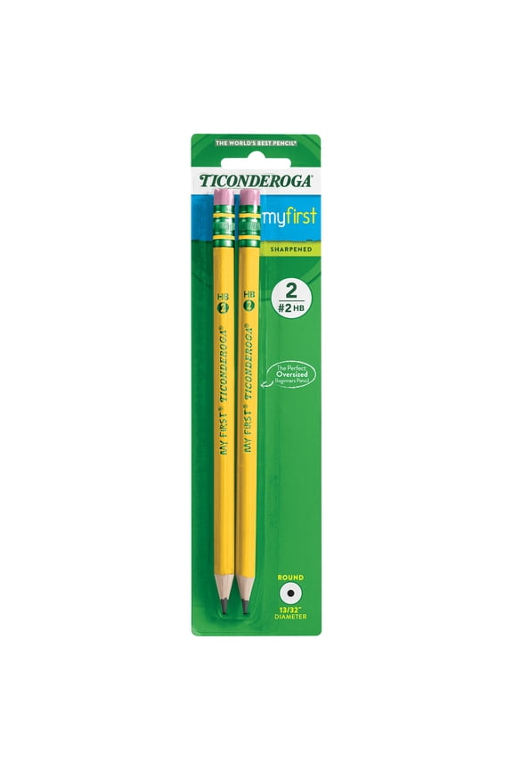 My First Pencils, Presharpened, #2 HB .4mm Lead, Yellow, 2 Count