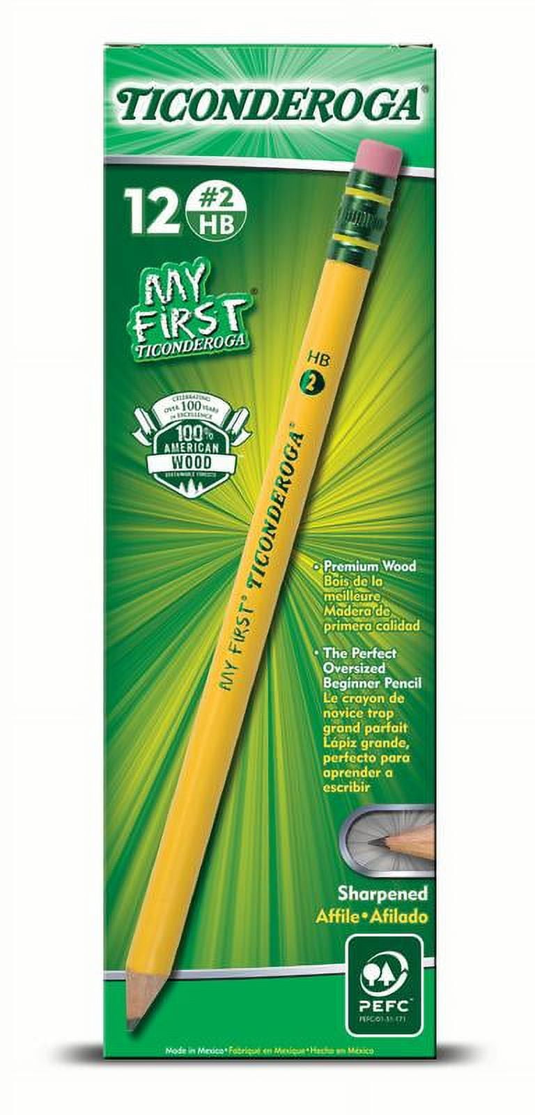 Ticonderoga My First Pencil No 2 Pencil with Eraser, Pre Sharpened Pencils, 12 Ct