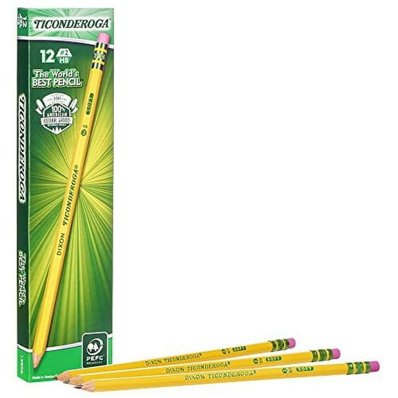 Ticonderoga My First Pencils with Eraser, #2 HB Lead, Yellow, 12 Count