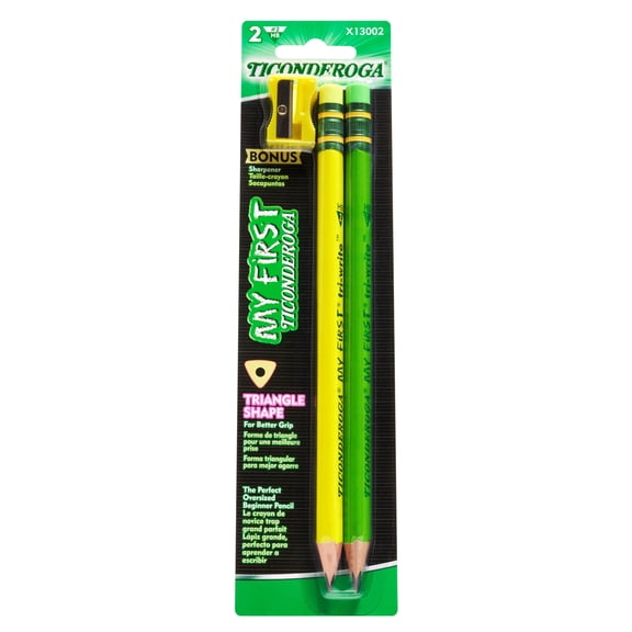 Ticonderoga My First Tri-Write Wood-Cased Pencils, Neon Assorted, 2 Count