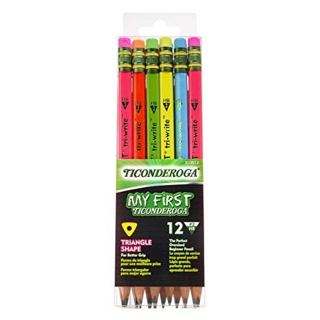 Ticonderoga My First TriWrite WoodCased Pencils, Neon Colors, 12