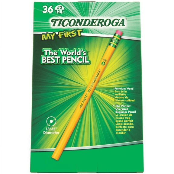 Ticonderoga My First Wood Pencil - #2 Lead - Yellow Wood Barrel - 36 / Pack | Bundle of 2 Packs