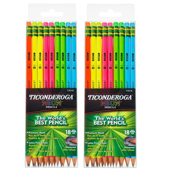 Ticonderoga Neon Pencil, 18 Per Pack, 2 Packs
