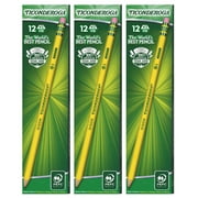 Ticonderoga No. 2 Pencils, Pre-Sharpened, 12 Per Pack, 3 Packs