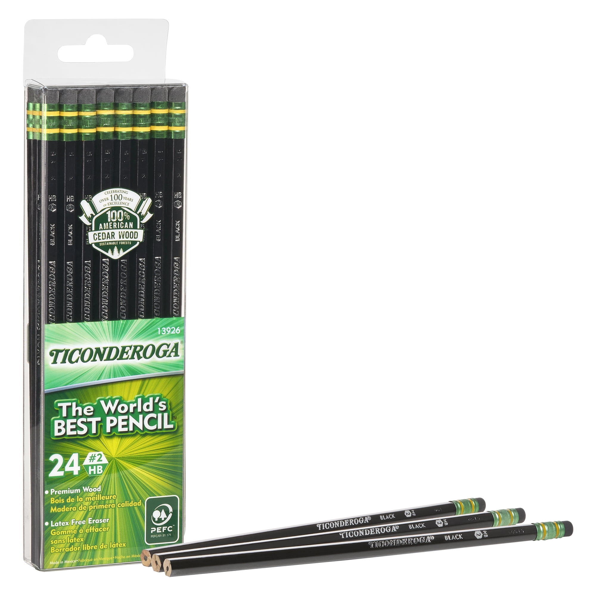 Ticonderoga Woodcase Pencil, 2 HB, Black - 12 count