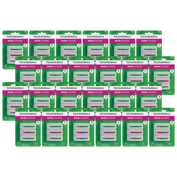 Ticonderoga Pastel Wedge Eraser, 3 Per Pack, 24 Packs