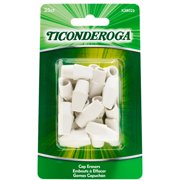 Ticonderoga Pencil Cap Erasers, Wedge Erasers for Pencil Tops, White, 25 Ct
