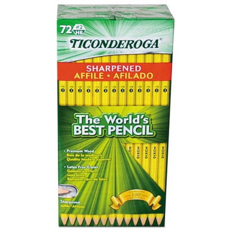 Ticonderoga Pencils, Wood-Cased, Pre-Sharpened, #2 HB Soft, Yellow, 72 Count