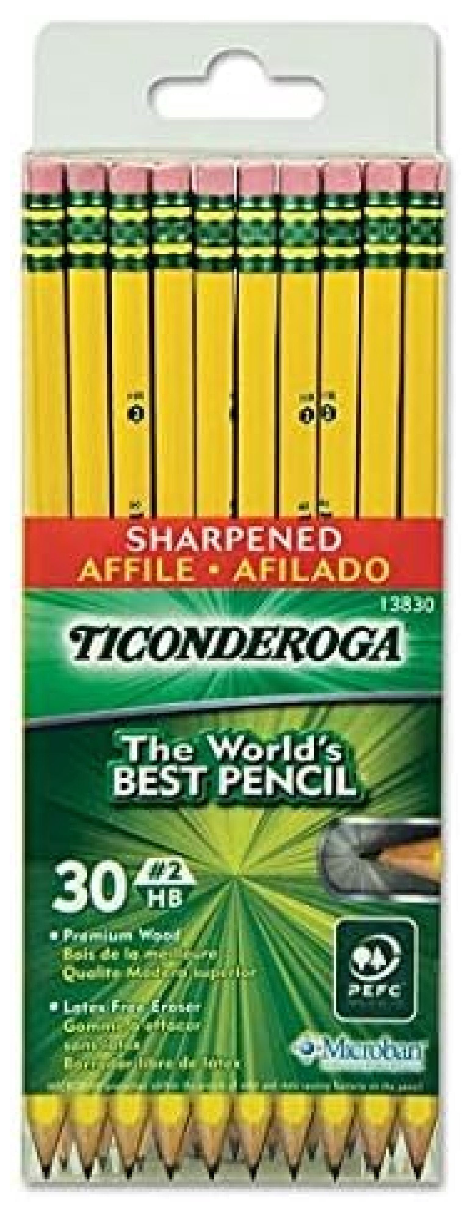 Ticonderoga Pre-Sharpened with Erasers Pencils, #2, Yellow, 30 Pencils (5 Pack)