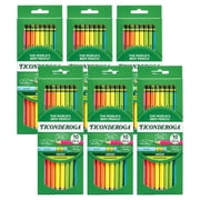 Ticonderoga Premium Neon Wood No. 2 Pencils with Eraser, 10 Per Pack, 6 Packs