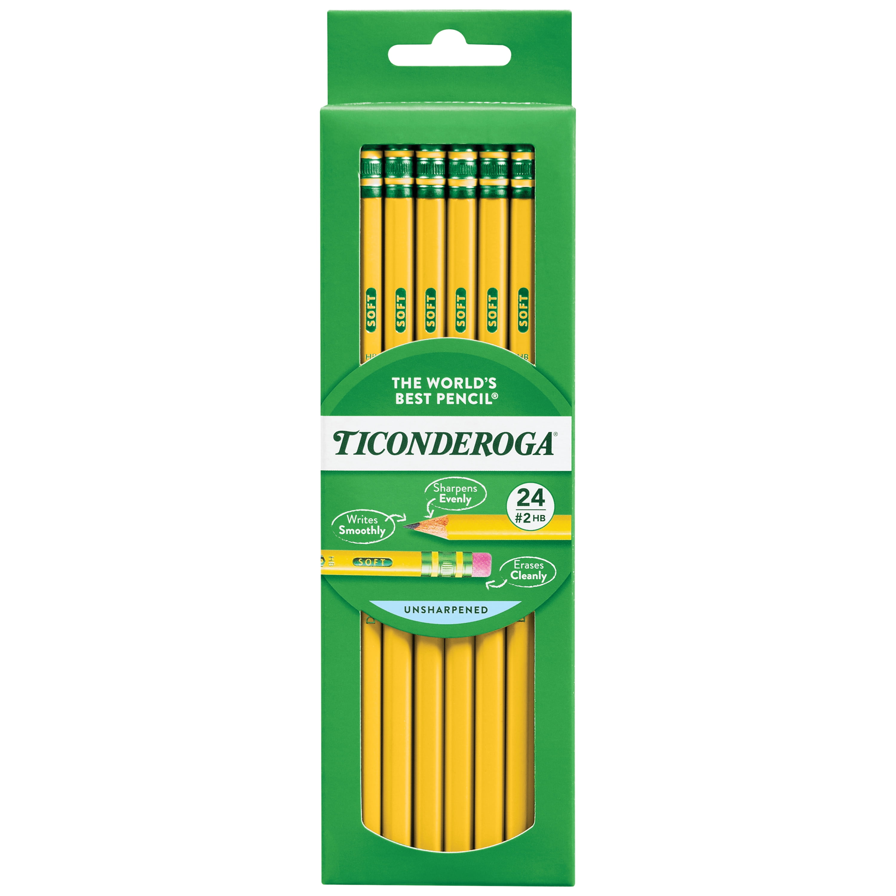 Ticonderoga My First Large Beginner No. 2 Pencils - #2 Lead - 10.3 mm Lead  Diameter - Graphite Lead - Yellow Wood Barrel - 2 / Pack | Bundle of 2