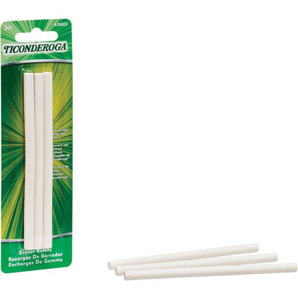 Ticonderoga Retractable Eraser Refills White 3/pkg - White - 3 / Pack - Smudge-free, Residue-free, Non-tearing, Latex-free, Retractable, Latex-free, Soft | Bundle of 10 Packs