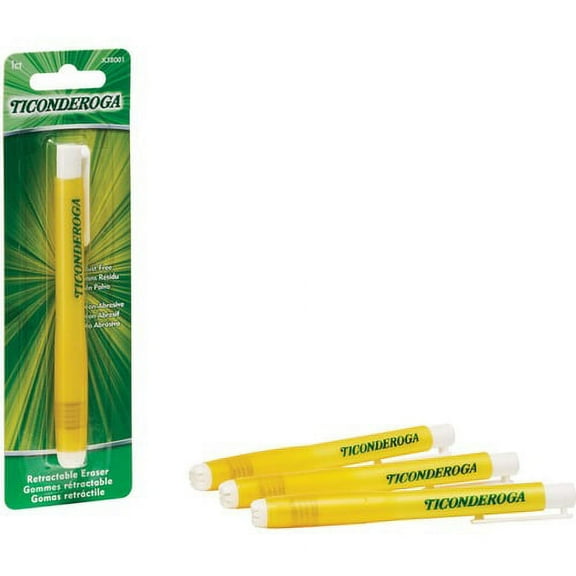 Ticonderoga Retractable Eraser Yellow - Yellow - 1 - Smudge-free, Residue-free, Non-tearing, Latex-free, Retractable, Latex-free, Soft | Bundle of 2 Each