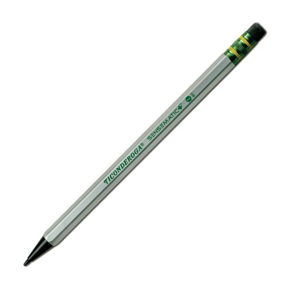 Ticonderoga SenseMatic Mechanical Pencils, 0.7 mm, Silver Barrels, Pack Of 2
