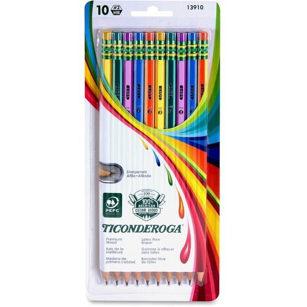 Ticonderoga Sharpened No. 2 Pencils - #2 Lead - Cedar Wood Barrel - 10 / Pack | Bundle of 5 Packs