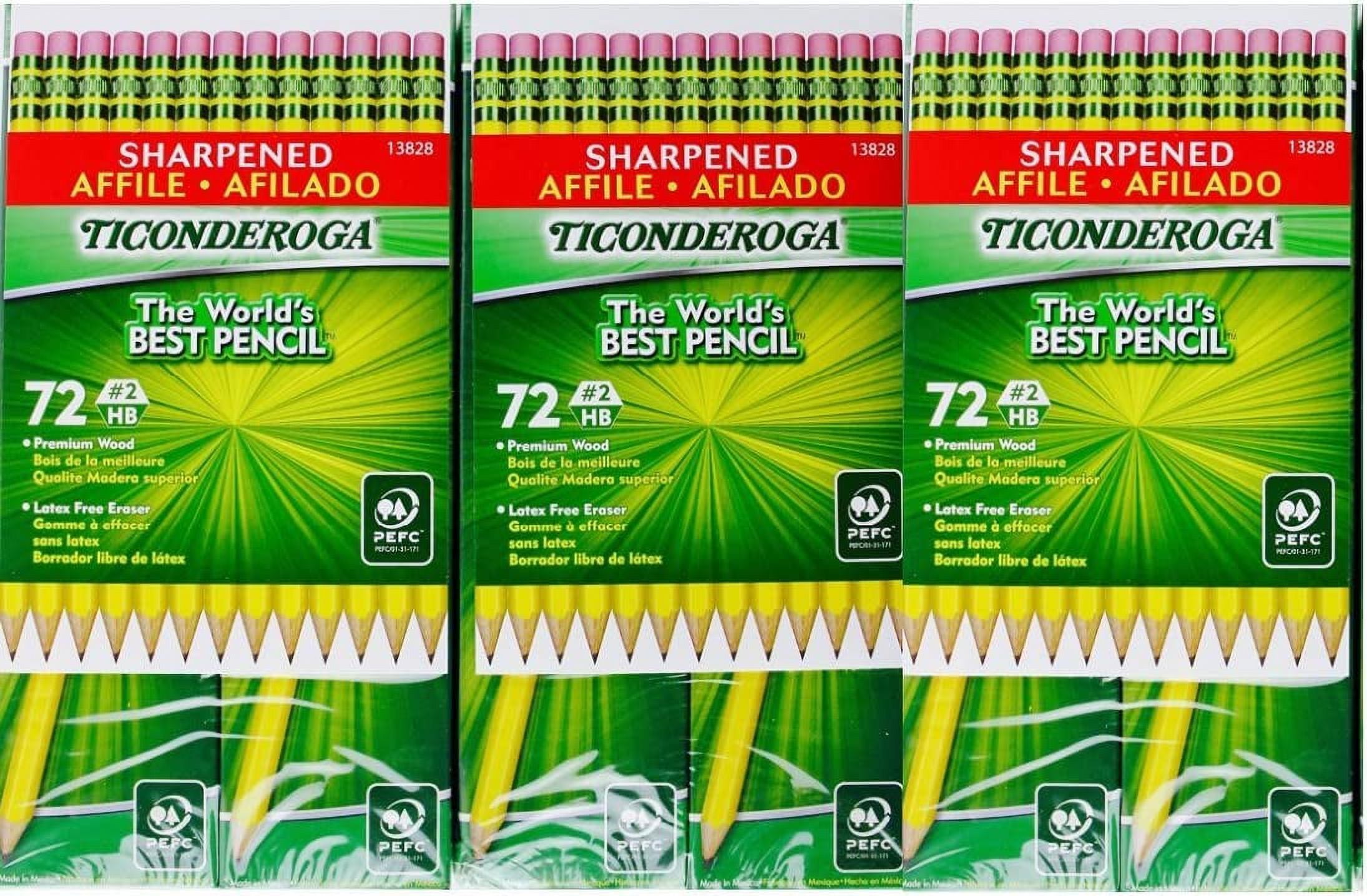 Ticonderoga Sharpened Pencils 2 HB Premium Wood LatexFree Eraser (3
