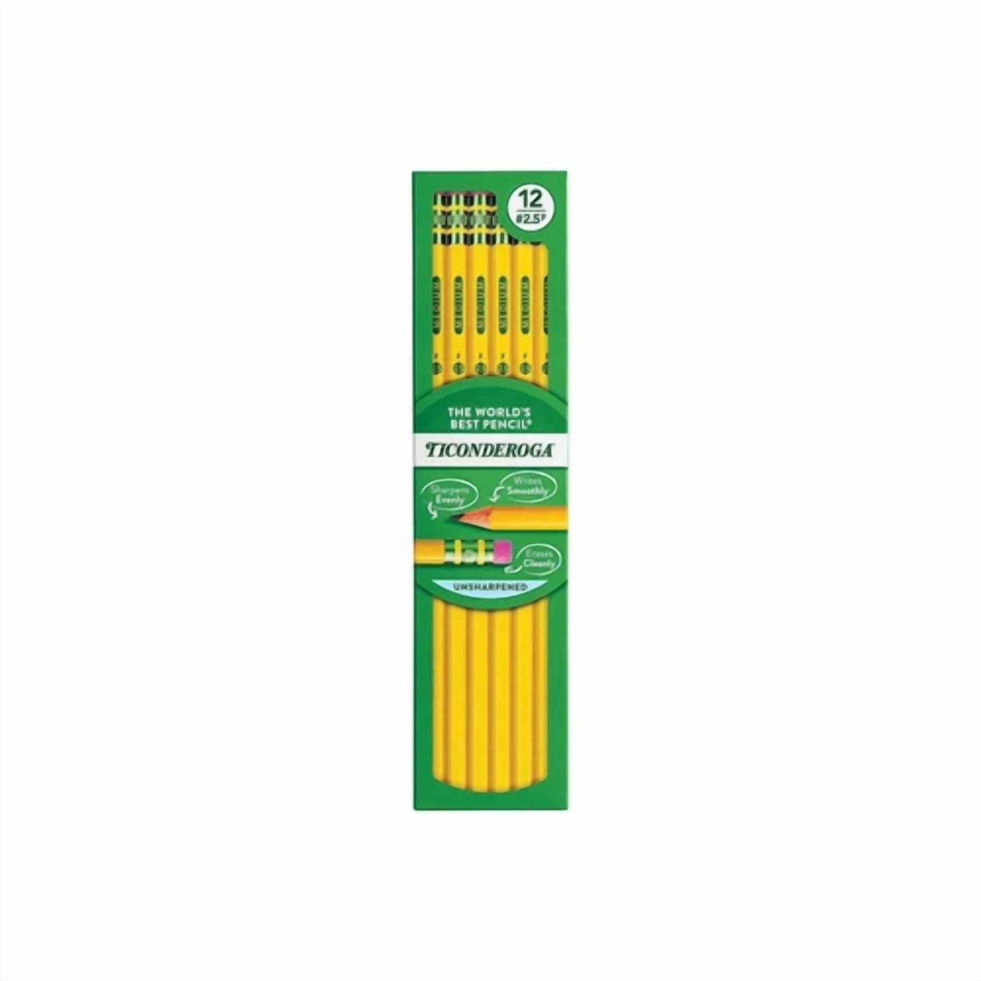 Ticonderoga The World'S Best Pencil Wooden Pencil 2.2Mm #2.5 Medium Lead Dozen