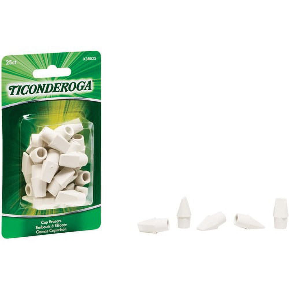 Ticonderoga White Erasers - White - Wedge - Vinyl - 25 / Pack - Latex-free, Non-toxic, Smudge-free | Bundle of 5 Packs