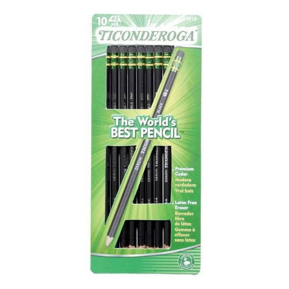 Ticonderoga No. 2 HB Pencils - #2 Lead - Graphite Lead - Black Wood Barrel  - 10 / Pack