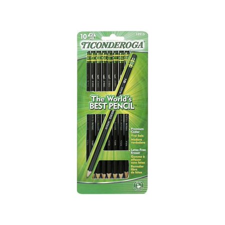 Dixon Ticonderoga Woodcase Pencil, Black, 10-Count, 0.20 Pencil Lead Size
