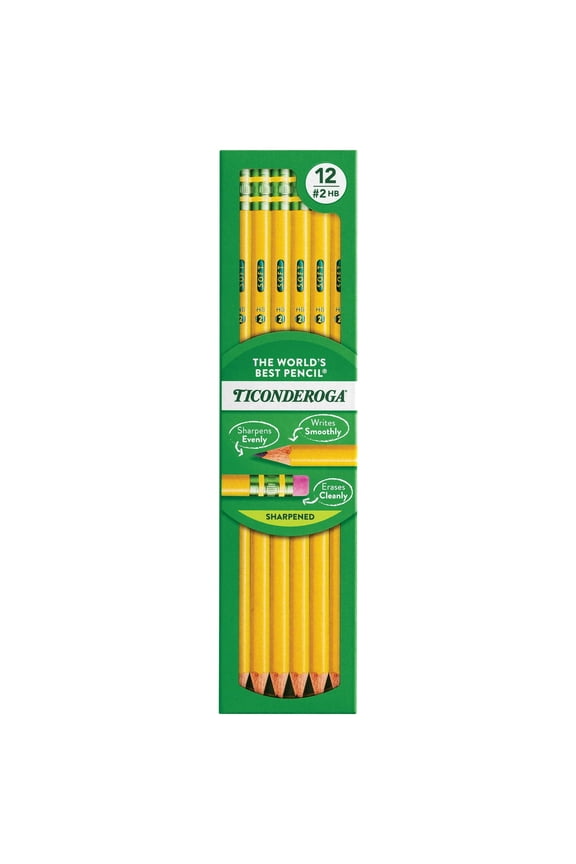 Wood-Cased Pencils - Pre-Sharpened, 2 HB Soft, Yellow, 12 Count