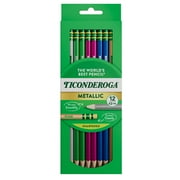 Ticonderoga Wood Pencils, Presharpened, 2 HB Soft, Metallic Assorted 12Ct, lead .03